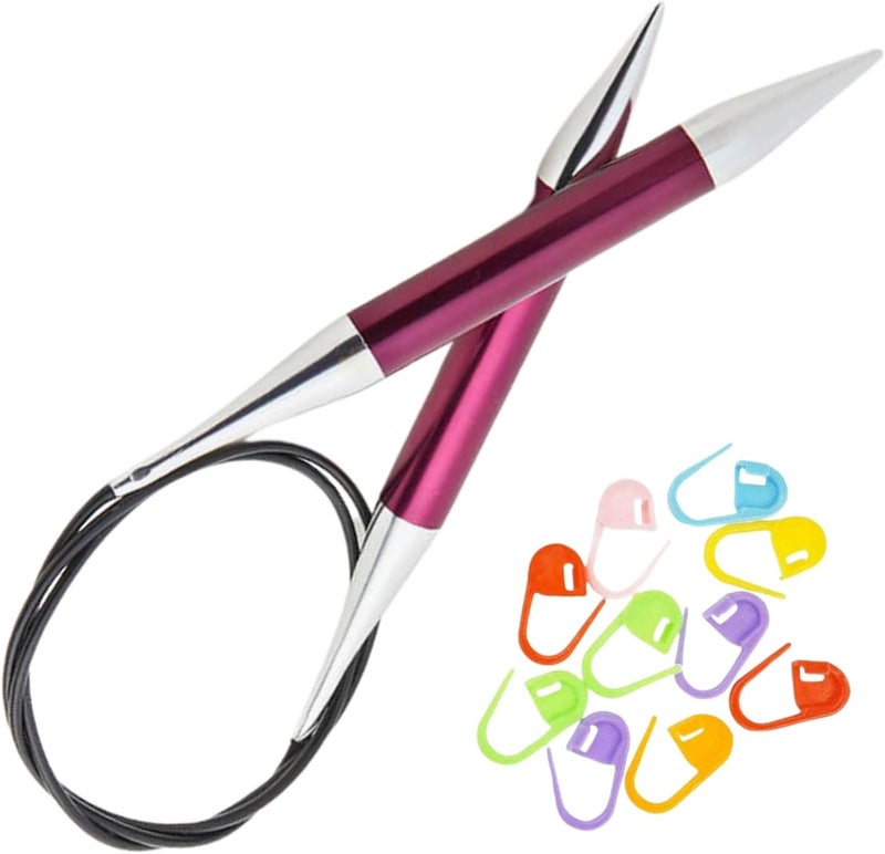 Knit Pro Zing Circular Knitting Needles 24 inch, Size 17 (60cm, 12.00mm) with 10 Colorful Stitch Markers - Image 1